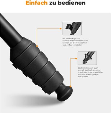 Монопод K&F Concept MS16 - 160см, алюміній, 5 секцій, для DSLR/DSLM/компактних камер