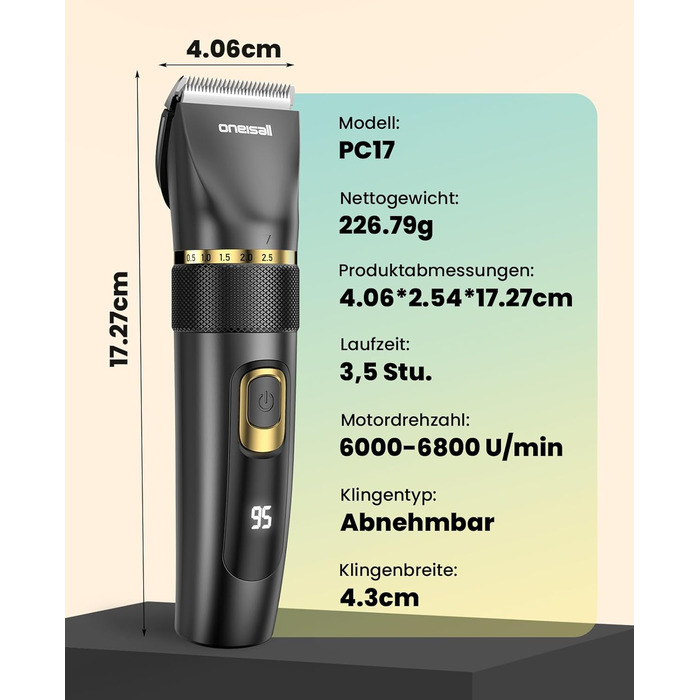 Машинка для стрижки собак Oneisall Leise Hundeschermaschine Upgrade Pro, професійна машинка для собак та котів, акумулятор 2000mAh, водонепроникна IPX7, для догляду за шерстю вдома