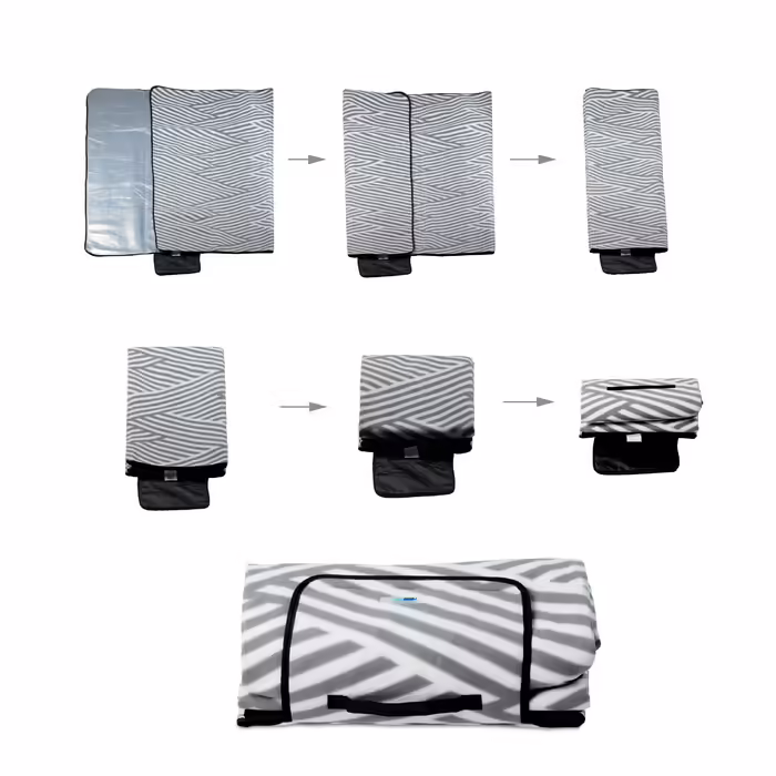 Relaxdays Striped Gray and White Picnic Blanket