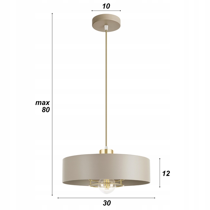 Підвісна LED-лампа LEDLUX бежевий + золото, 1 точка освітлення, цоколь E27