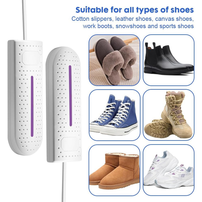Електричний сушильник для взуття, портативний, 360° сушіння, антибактеріальний, для черевиків, рукавичок, шкарпеток