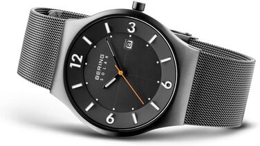 Годинник Bering чоловічий Solar, 40 мм, корпус та циферблат з нержавіючої сталі, браслет Milanaise, сапфірове скло, 5 ATM, 14440-077