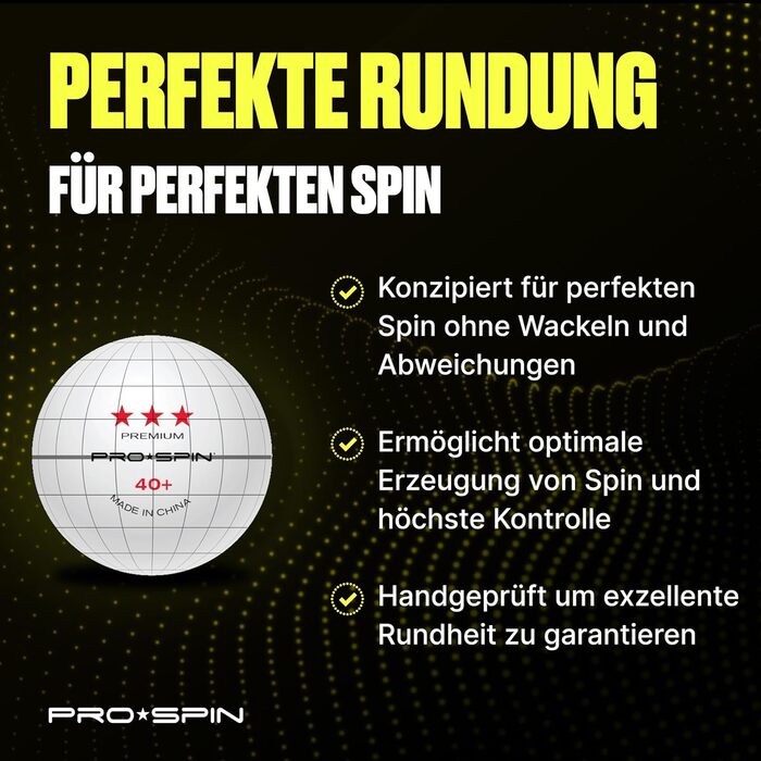 PRO SPIN Table Tennis Balls - 3 Star 40+ | High-Quality ABS Training Balls | Durable for Indoor/Outdoor Play, Competition & Elite Series (10-Pack)