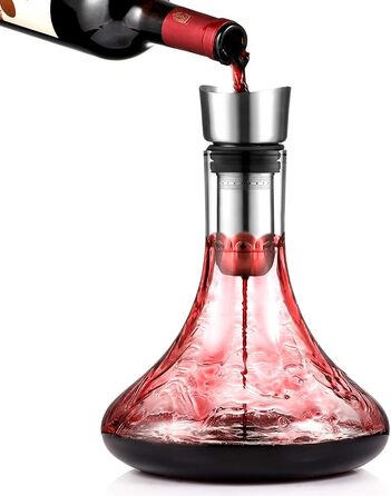 Glastal Decanter - Crystal Glass Decanter with Built-in Aerator for Aerating and Filtering, Drip-Free Pouring, 1800ml/63.3oz (Full Capacity)