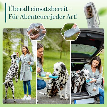 Поїлка для собак на прогулянці 300 мл - 3-в-1 (поїлка та миска) | Без витоку, BPA-free, з функцією повторного наповнення | Вода для маленьких та середніх собак сірого кольору 300 мл