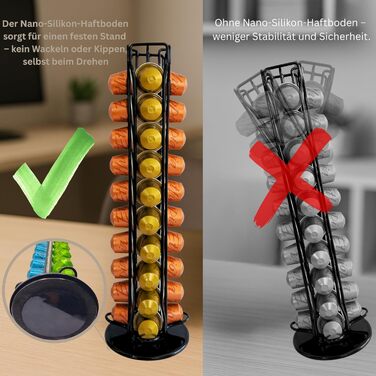 Тримач для капсул Nespresso Alpenature, органайзер для кавових капсул, чорний, з антиковзким дном