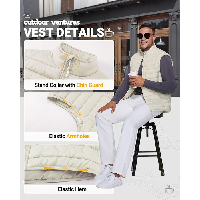 Чоловіча степкова жилетка Outdoor Ventures – легка, пакувальна, для активного відпочинку, бігу, гольфу, походів, їзди на коні (Абрикосовий, XXL)