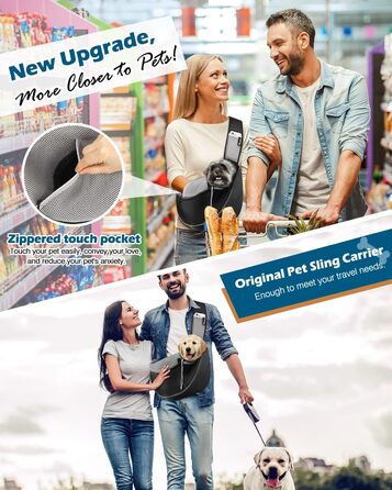 Pawaboo Сумка-переноска для собак, оновлена модель з кишенею для телефону, регульована, чорна, S