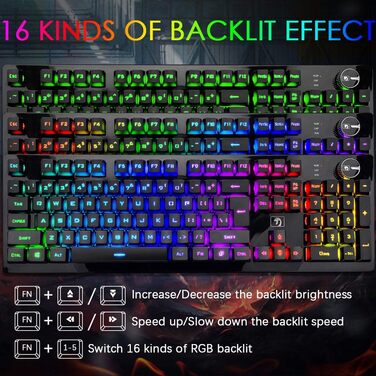 FELiCON Набір комбо для бездротової клавіатури та миші, 4800mAh, RGB-підсвічування, 16 режимів, керування кнопками, ергономічний дизайн, 7 кольорів, чорний K&M