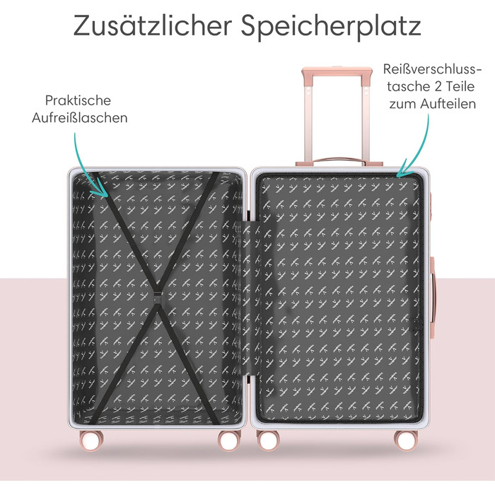 Набір валіз Voyagoux 2 шт. - 39L та 113L, жорсткі валізи, TSA-замок, ABS пластик, 4 колеса 360°, міцні та легкі, рожеве золото