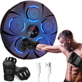 Music Boxing Machine with Bluetooth - Adjustable Speed Punching Bag for Adults & Kids - Punching Bag Trainer with Counter & Music