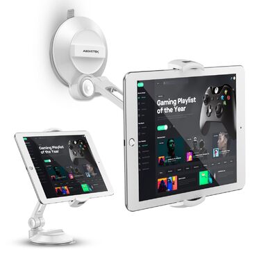 Підставка для планшету та смартфона AboveTEK з присосками, 360° обертання, для iPad/Android (4-11 дюймів), авто/дім/офіс, білий