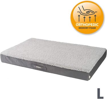 JAMAXX Orthopedic Dog Bed - Joint-Friendly Memory Foam Visco - Washable, Removable Lambskin Cover/Water-Repellent Oxford Fabric - Robust, Cozy Dog Bed PDB1012, 120x73 (L), Grey