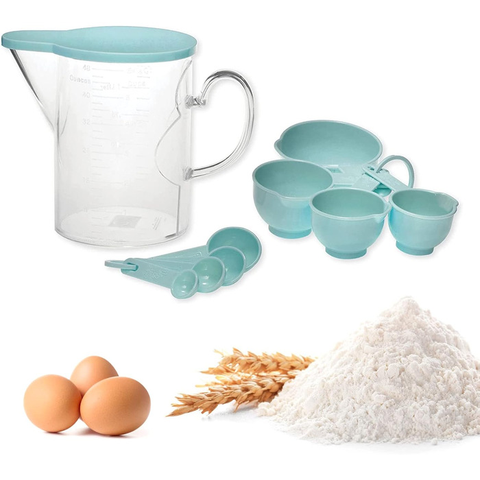 Supreme Housewares Measuring Cups and Spoons, 10-Piece Set, Plastic, Multi-Purpose Kitchen Utensils, Cooking and Baking Tools, BPA-Free, Dishwasher Safe for Liquids and Dry Ingredients (Blue)