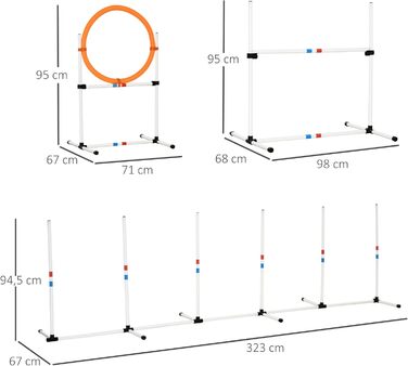 Набір для аджиліті для собак PawHut 3-TLG. Білий+Жовтий, для тренувань