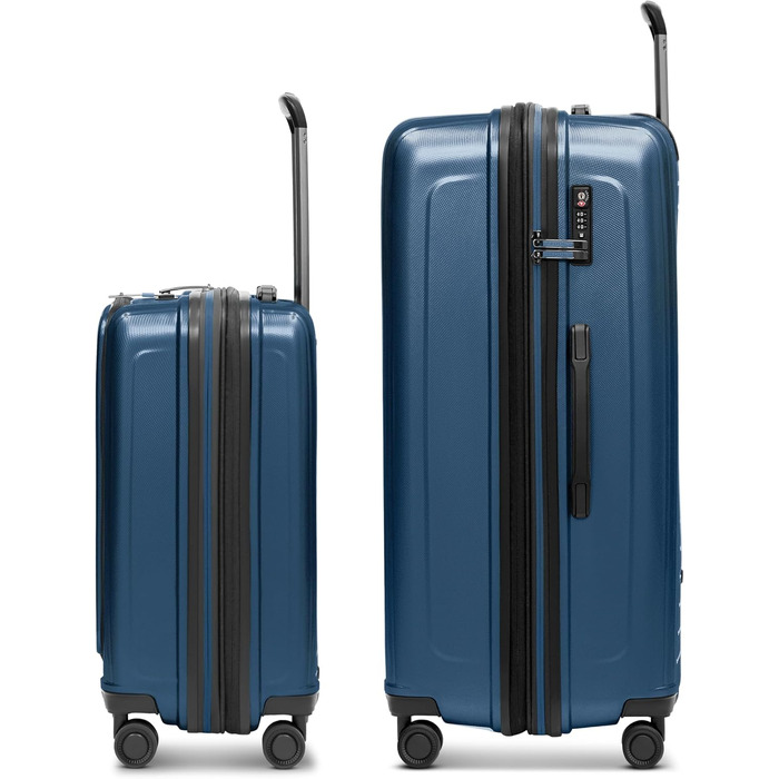 Набір валіз REDOLZ з жорстким корпусом, 4 предмети з косметичкою (Dark Blue Metallic, 2-SET)
