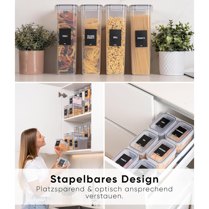 Набір контейнерів для зберігання Deco haus® 24 шт. з кришкою, герметичні - для кухні, продуктів, організації - для борошна, макаронів, мюслі