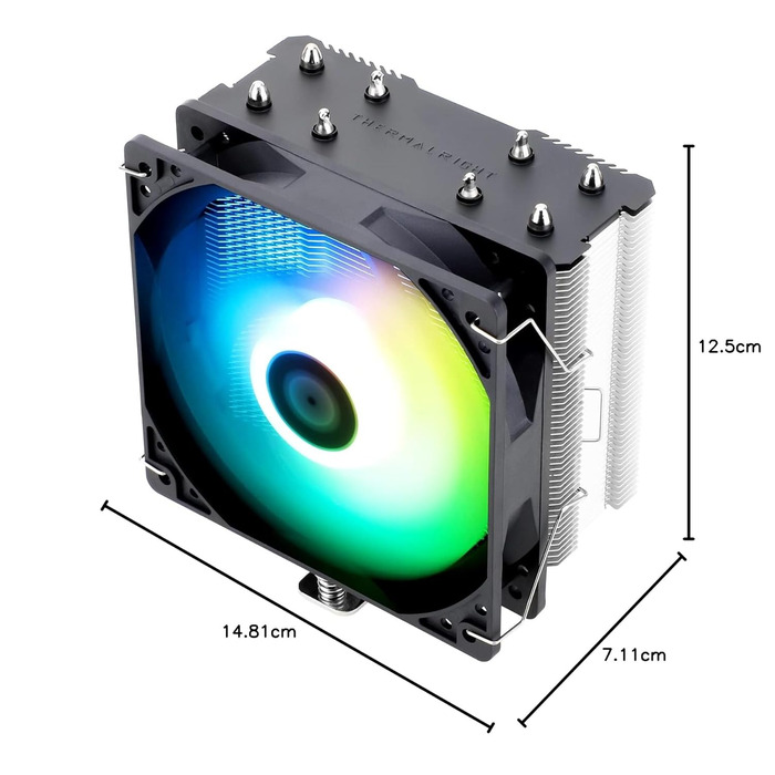 Thermalright AssassinX120 SE ARGB - Кулер для CPU з 4 тепловими трубами та тихим вентилятором TL-C12C-S PWM, сумісний з AMD AM4/Intel 1700/1150/1151/1200