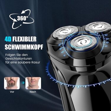 Електричний чоловічий бритва Brightup з тримером, IPX6, водонепроникний, USB-C, LED-дисплей, для подорожей, у кейсі