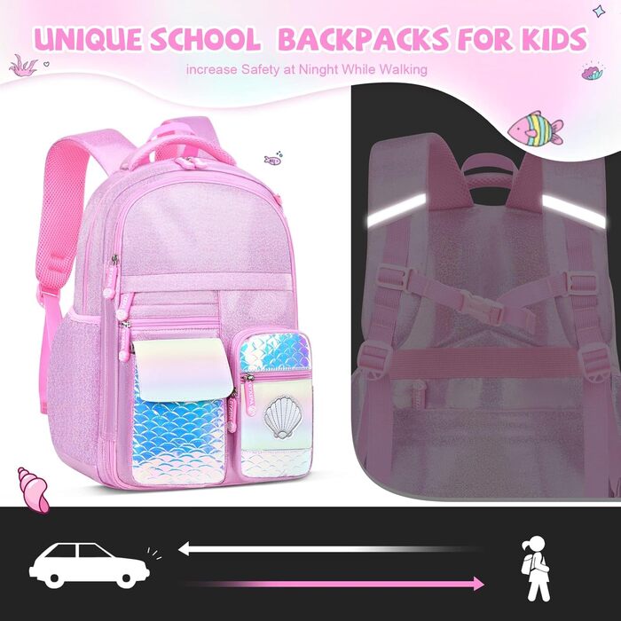 Рюкзак для дівчинки Schulrucksack Mermaid, рожевий - шкільний, 43x35x17 см, для дітей 5-10 років