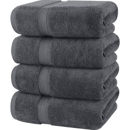 Набір банних рушників Utopia Towels, 100% бавовна, 69 x 137 см, сірі, 4 шт. — м'які та гігроскопічні рушники для душу з петлею для підвішування