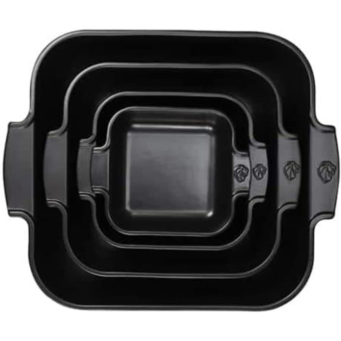 Керамічна квадратна форма для запікання Peugeot Appolia з ручками, 28x28 см, 2 л, біла/сатин чорна