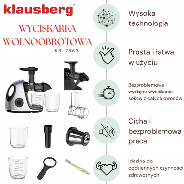Горизонтальна шнекова соковижималка Klausberg KB 7863 150 Вт