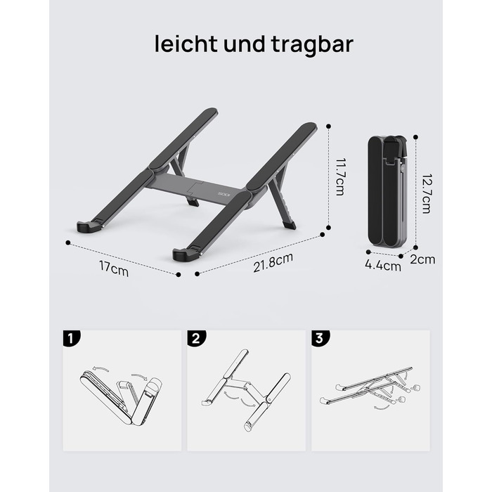 Підставка для ноутбука SODI, алюмінієва, регульована висота, з вентиляцією, для MacBook Pro/Air, HP, Sony, Dell, 10-16