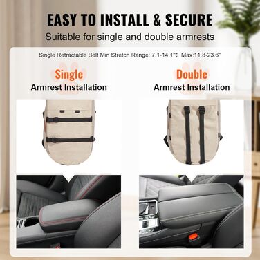 Автокрісло для собак VEVOR, підняття для собак в авто з кишенькою для зберігання, безпечний автотранспорт для домашніх тварин з поворотком, губчаста наповнювач, автоліжко для собак середніх та великих порід до 25 кг (Світло-коричневий, Extra Small)