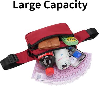 Поясна сумка на пояс, на стегно, унісекс, з регульованим ремінком, 30 см, для подорожей, активного відпочинку, прогулянок з собакою, чоловіча та жіноча (червона)