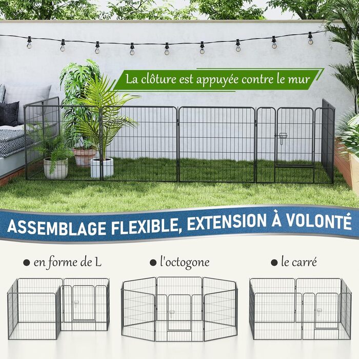 Металевий вольєр для цуценят та собак, 12-секційний загін, висота 60 см, для собак та цуценят