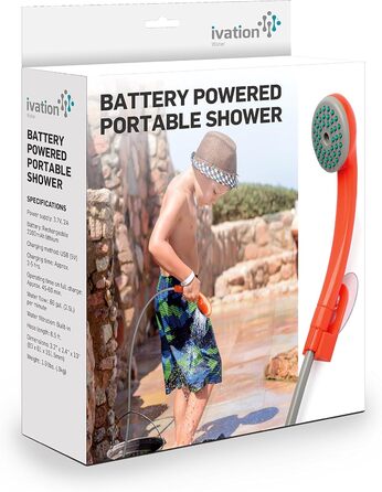Portable Outdoor Camping Shower, Battery Powered - Compact Hand Shower with Rechargeable Camping Shower and Pump, Pumps Water from Bucket into a Consistent, Gentle Shower Stream