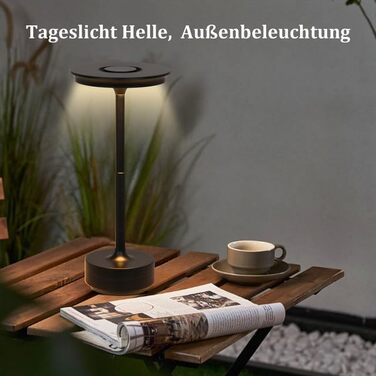 Бездротова LED-лампа Rosnek для столу з регулюванням кольору та димуванням, акумуляторна, з USB-C, стильна металева лампа (чорна)