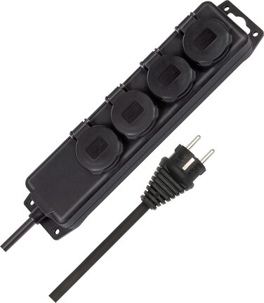 Розподільник розеток Brennenstuhl IP44, 4-фазний, 2м кабель, для будівництва та зовнішнього використання, чорний