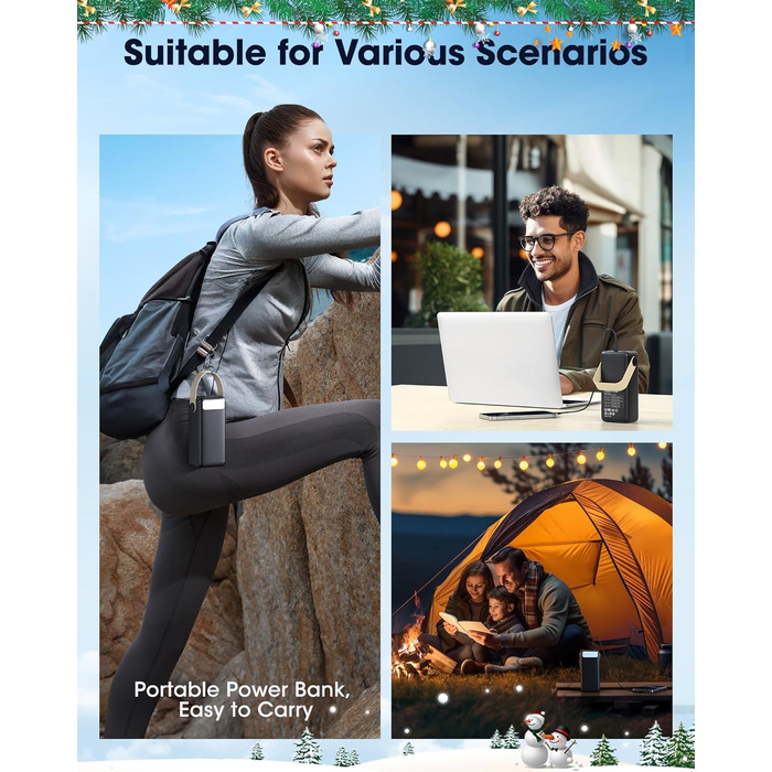 Портативний зарядний пристрій Power Bank 60000mAh з LED-ліхтариком, 22.5W, PD20W, для iPhone/Android, чорний