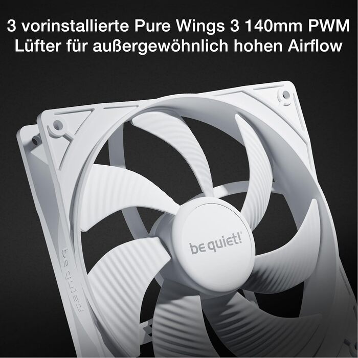 be quiet! Pure Base 501 DX White - корпус ПК з 3 вентиляторами Pure Wings 3 140mm PWM, високий статичний тиск, ARGB-підсвітка
