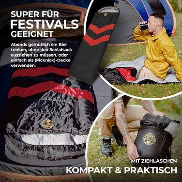 Спальний мішок HIMMELSZELT 4 сезони Outdoor -5°C до +10°C, 220x85 см, DRYSHIELD, для туризму, кемпінгу, риболовлі, чорно-зелений (чорно-червоний)
