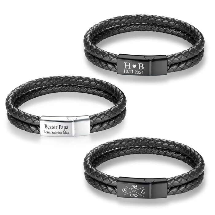 Чоловічий браслет TMT з гравіюванням з веганської шкіри | Браслет зі сталі та шкіри для чоловіків з магнітною застібкою | Браслет з іменем для чоловіків | Подарунок для нього на Різдво