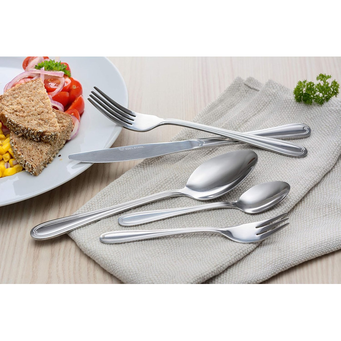 GRÄWE Cutlery Set for 12 People, Stainless Steel, 100-Piece Dinnerware Set, Nickel-Free, Rust-Proof, Hand-Polished, Dishwasher-Safe - Salzburg Series