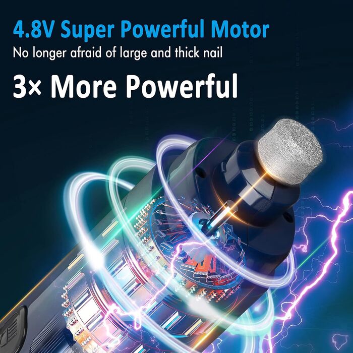 Електричний точило для собак Casfuy з LED-підсвічуванням, 4.8V, 2 швидкості, для середніх порід, тихе, перезаряджуване, navy