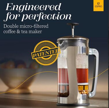 Френч-прес ESPRO P5 532 мл з подвійною мікрофільтрацією, для кави та чаю, нержавіюча сталь, без осаду та гіркоти
