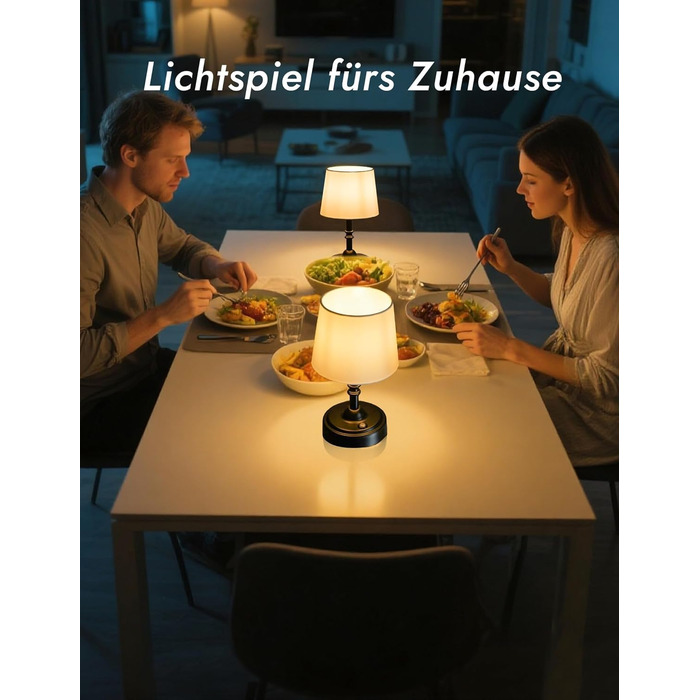 Бездротова лампа настільна акумуляторна 4000mAh, тепле світло 2700K, торшери з сенсорним керуванням, адаптер/кабель для зарядки, для спальні, подарунок (золотиста)