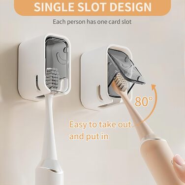 Настінний тримач для зубних щіток, для ванної кімнати, міцний самоклеючий тримач, органайзер для зубних щіток та головок, сірий, 2 шт.