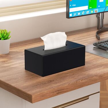 AITEE Acrylic Cosmetic Tissue Box: 25×13×9 cm Matte Black Tissue Box with Magnetic Cover for Dining Room, Bathroom, Bedroom, Office, Coffee Table, Car