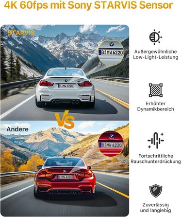 Відеореєстратор GKU 4K+2.5K з Wi-Fi 5GHz, GPS, Нічне Бачення STARVIS, IPS-дисплеєм 1.5', 24h парковка, 360° обертання, 64GB SD-карта, чорний