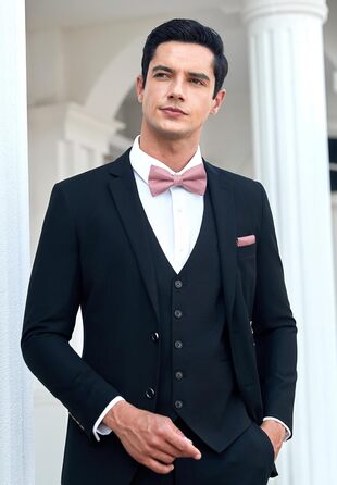 Краватка-метелик чоловіча Enlision з кишеньковим хустинкою - Комплект краваток для весілля, пов'язування, костюма, з подарунковою коробкою (Рожевий 2)