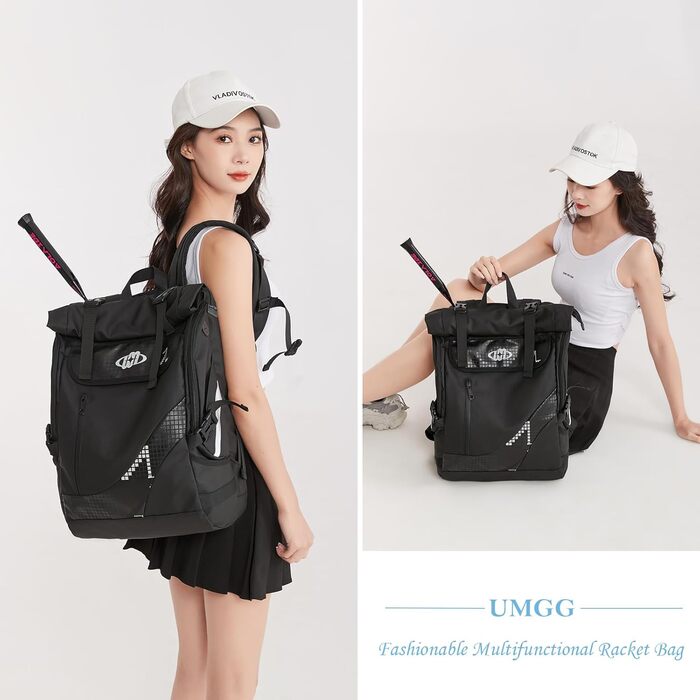 Спортивна сумка для тенісу UtiaMiaoGonGo - рюкзак для ракет, вміщує 2 ракетки, з відділенням для взуття, підходить для бадмінтону та падел-тенісу