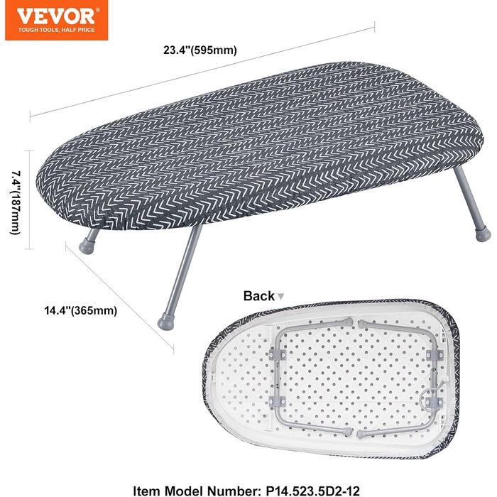 Гладильна дошка з парою VEVOR, 2 шт., з підставкою для праски, розкладний стіл, 1100 x 334 мм, 7 рівнів висоти, 20 кг, бежевий