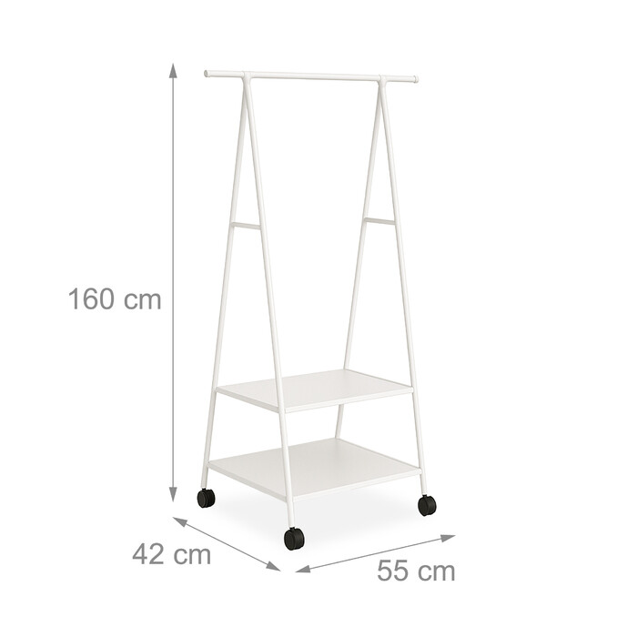 Relaxdays Clothes Rack with Wheels and 2 Shelves