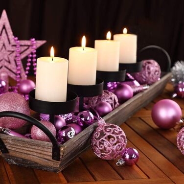 DEUBA® Новорічні кулі 66 шт. Ø 3-6 см, пластик, матові/глянцеві, прикраси для ялинки, новорічний декор (Рожевий)